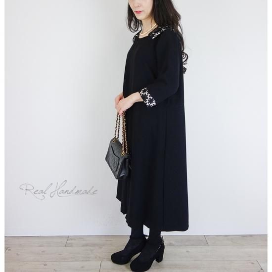 ハンドメイド作家さま 【kfg洋裁店】フリルクラシックワンピース フラックス ハンドメイド作家さま 【kfg洋裁店】フリルクラシックワンピース