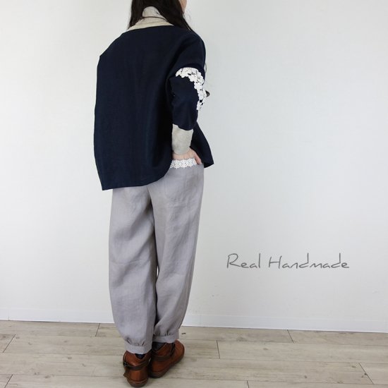 予約販売]ヨーロッパグレージュリネンカフスパンツ - REAL HANDMADE