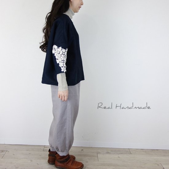 予約販売]ヨーロッパグレージュリネンカフスパンツ - REAL HANDMADE