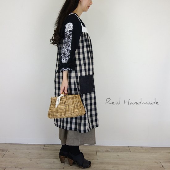 コットンリネンブロックチェックキャミワンピース - REAL HANDMADE