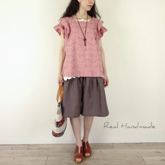 予約販売] ヨーロッパモカリネンショートタックパンツ - REAL HANDMADE