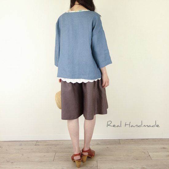 予約販売] ヨーロッパモカリネンショートタックパンツ - REAL HANDMADE