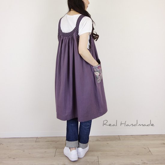 予約販売] モーブWガーゼエプロンワンピース - REAL HANDMADE -リアル