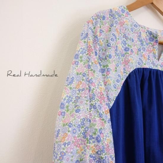 フラワーチュニック | スラブWガーゼ Royal Blue - REAL