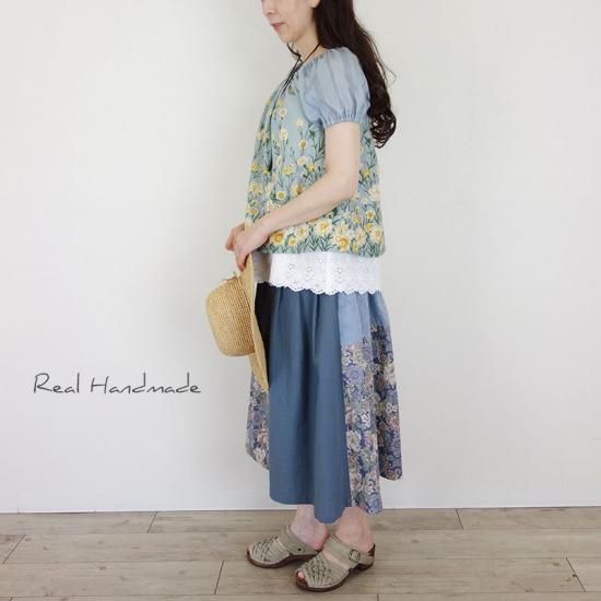 ドライフラワー切替タックスカート | ハンドメイド - REAL