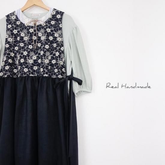エプロンドレス | ブラックフラワーレース - REAL HANDMADE