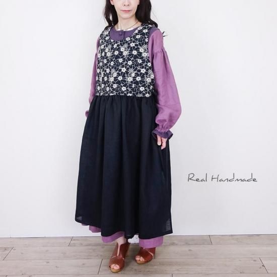 エプロンドレス | ブラックフラワーレース - REAL HANDMADE