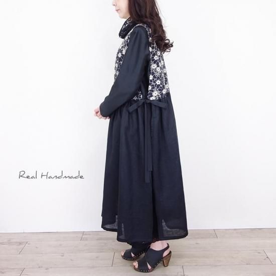 エプロンドレス | ブラックフラワーレース - REAL HANDMADE