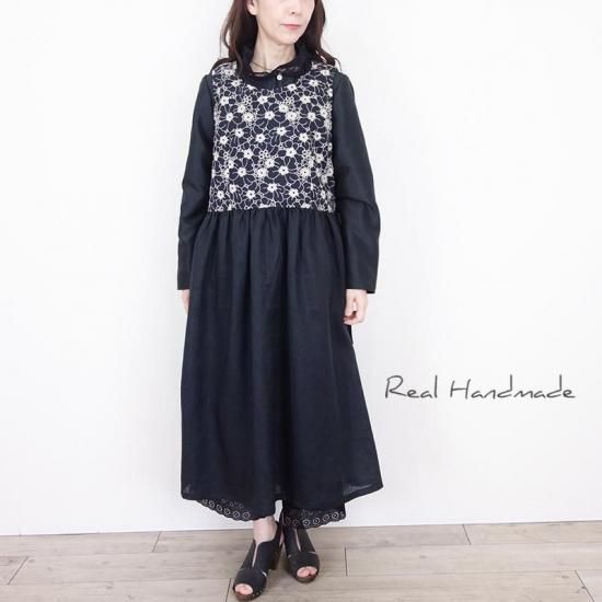エプロンドレス | ブラックフラワーレース - REAL HANDMADE
