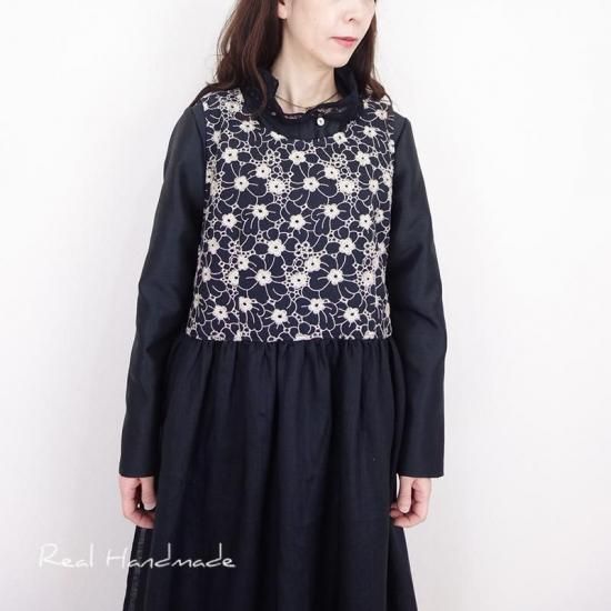 エプロンドレス | ブラックフラワーレース - REAL HANDMADE -リアル