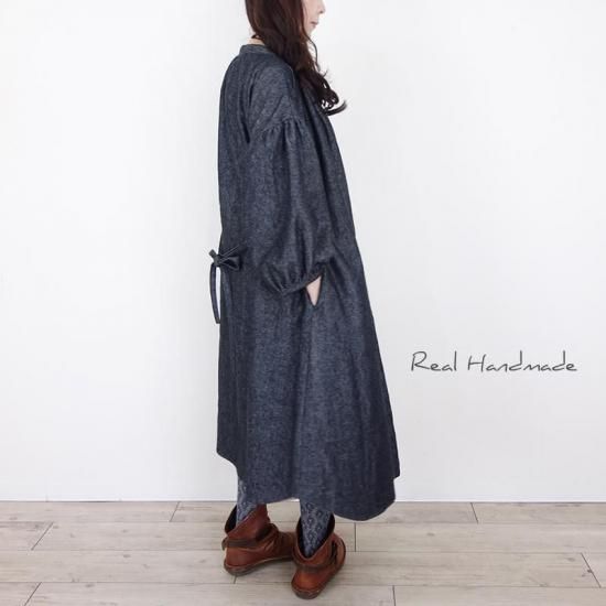 コットンリネン羽織りワンピース | ブラックデニム - REAL HANDMADE