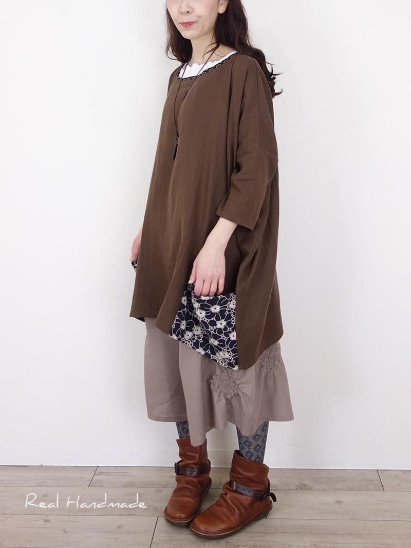 TOKUKO 1erVol フラワー レース チュニック カーディガンNA44 チョコWガーゼ | フラワーレースチュニック - REAL HANDMADE -リアル