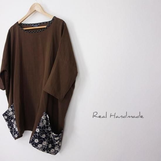 チョコWガーゼ | フラワーレースチュニック - REAL HANDMADE