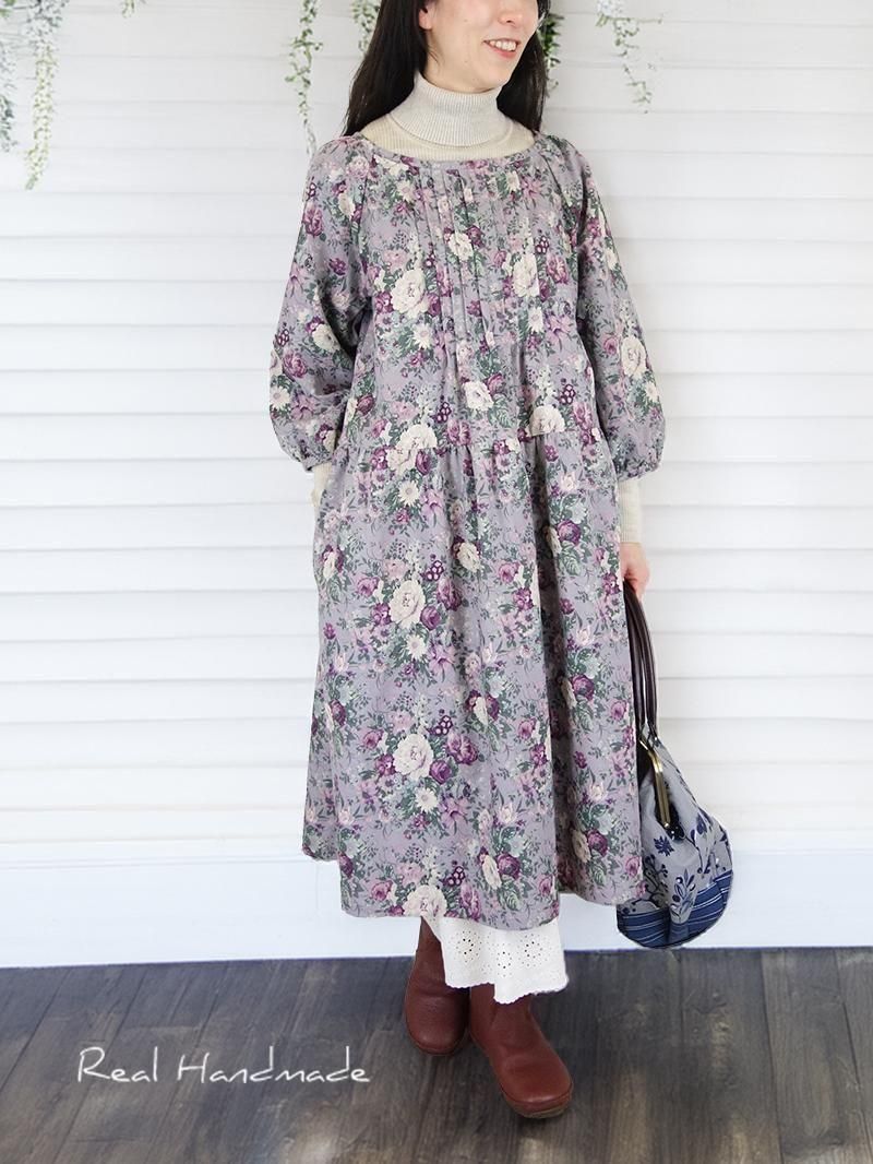 リネンアンティークフラワー|ワンピース - REAL HANDMADE -リアル