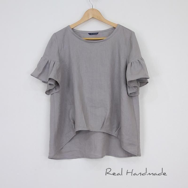 ヨーロッパグレージュリネン | フリルスリーブプルオーバー - REAL