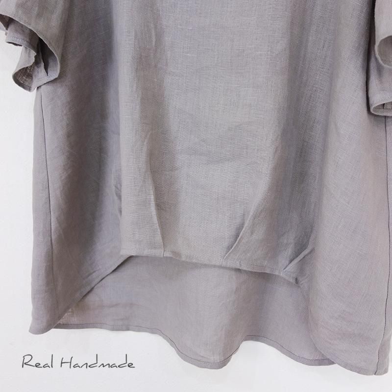 トラノイ　フリルデザインプルオーバー新品未使用　グレージュ ヨーロッパグレージュリネン | フリルスリーブプルオーバー - REAL