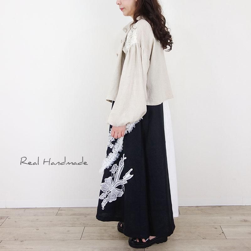 リネンのはおり   ハンドメイド リネン＆レース 羽織りブラウス | 軽やかで涼しげ - REAL