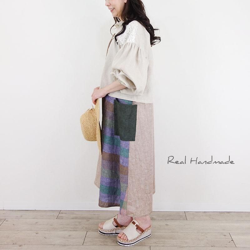 リネンのはおり   ハンドメイド リネン＆レース 羽織りブラウス | 軽やかで涼しげ - REAL