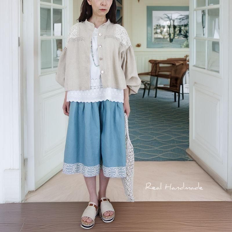 リネン＆レース 羽織りブラウス | 軽やかで涼しげ - REAL HANDMADE