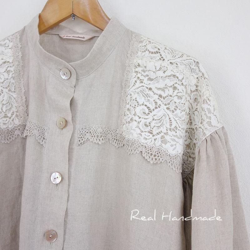 リネン＆レース 羽織りブラウス | 軽やかで涼しげ - REAL