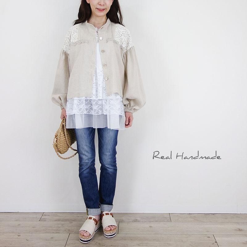 リネン＆レース 羽織りブラウス | 軽やかで涼しげ - REAL
