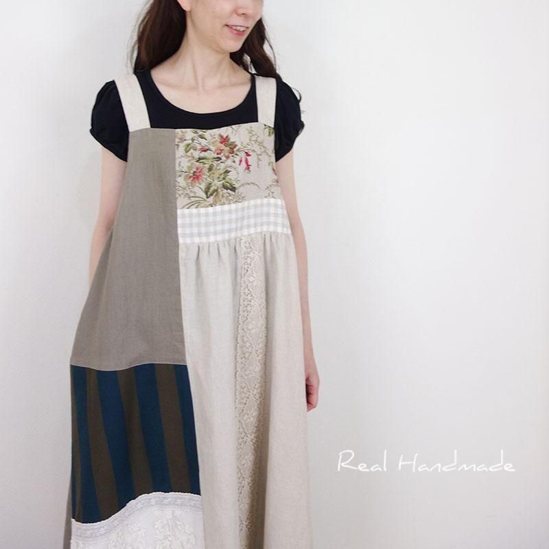 リネンフラワーキャミワンピース | パッチワーク - REAL HANDMADE