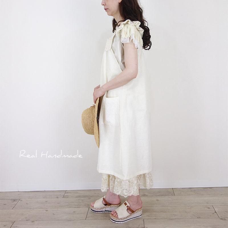 シアバターコットンリネンエプロンワンピース - REAL HANDMADE -リアル