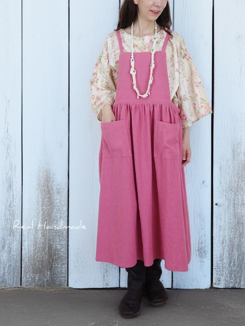 ワッシャーハーフリネンドレス | ローズピンク - REAL HANDMADE