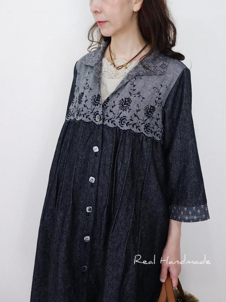 io comme io ロングブラウス　羽織り　ソフトガーゼ素材　ミモザ刺繍 io comme io ロングブラウス 羽織り ソフトガーゼ素材 ミモザ