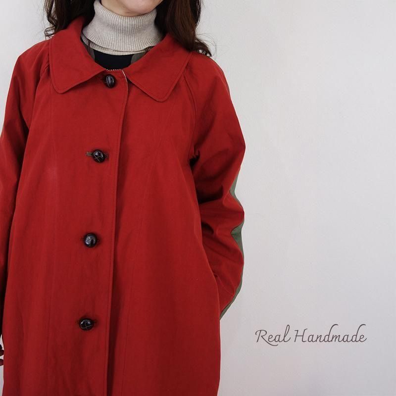 レンガ色ハイカウントツイルコート | マキシ丈ステンカラー - REAL