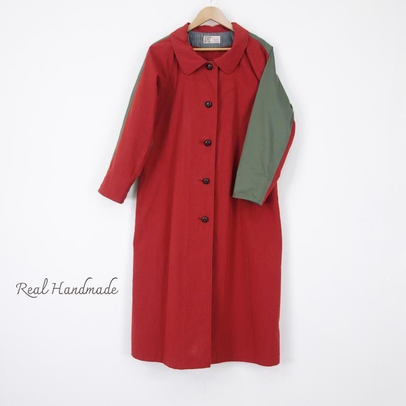 レンガ色ハイカウントツイルコート | マキシ丈ステンカラー - REAL