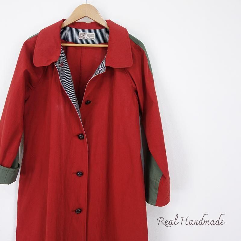 レンガ色ハイカウントツイルコート | マキシ丈ステンカラー - REAL