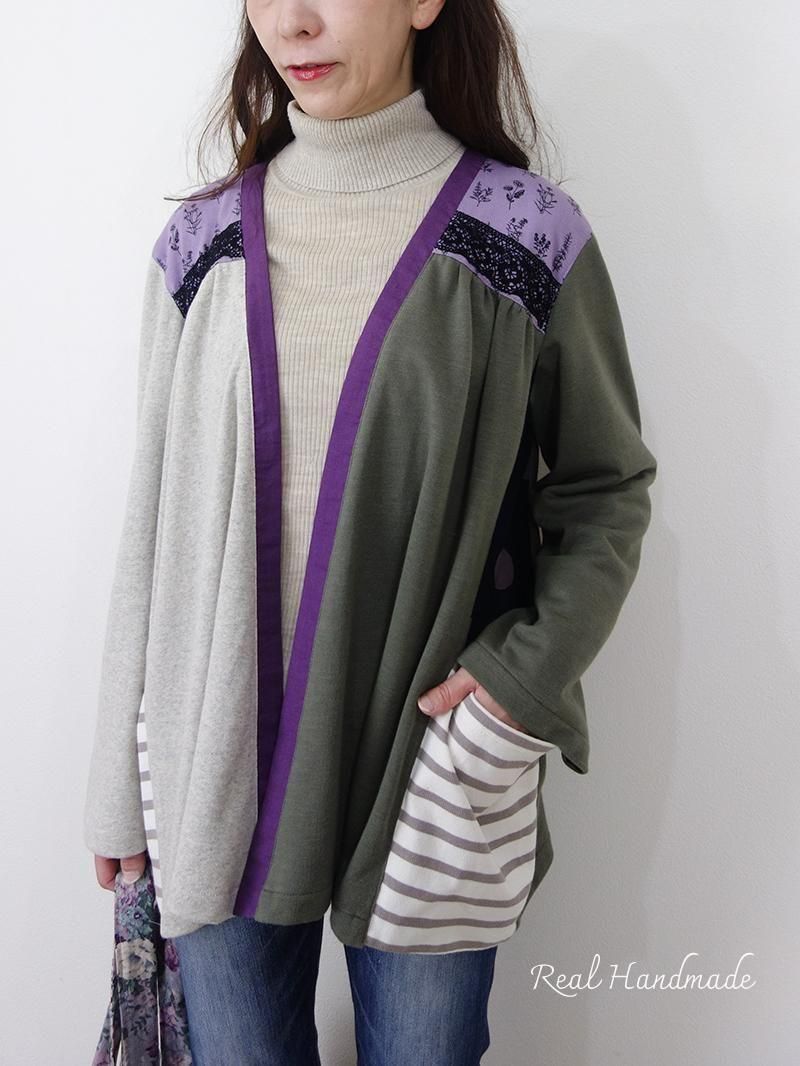 羽織りカーディガン | 草花ニットとドットポケット - REAL HANDMADE