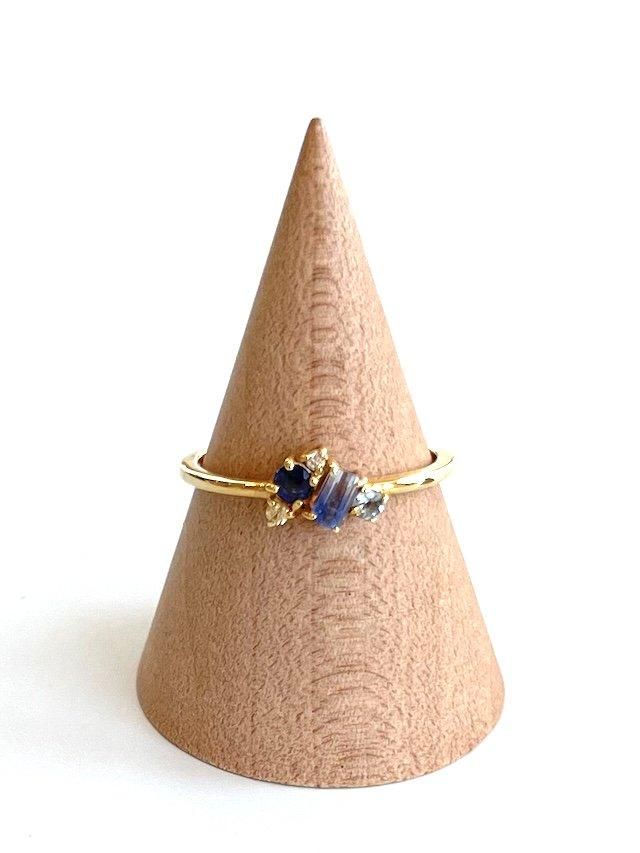 バイカラーサファイア　K18リング バイカラーサファイアリング☆ミックスK18 - mauna マンナ