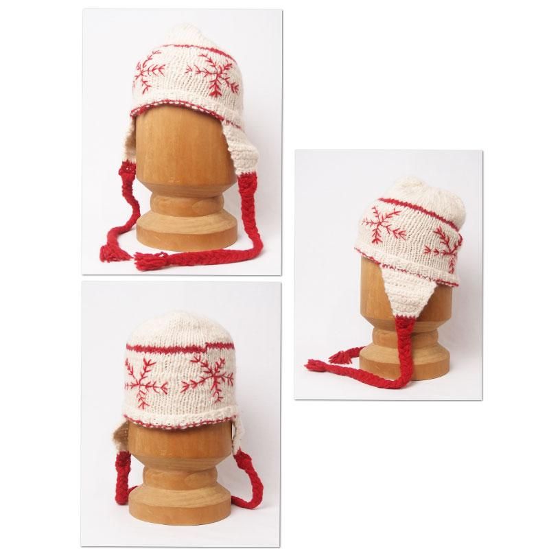 帽子のWEBSHOP LoRo｜耳付きニット帽・雪柄