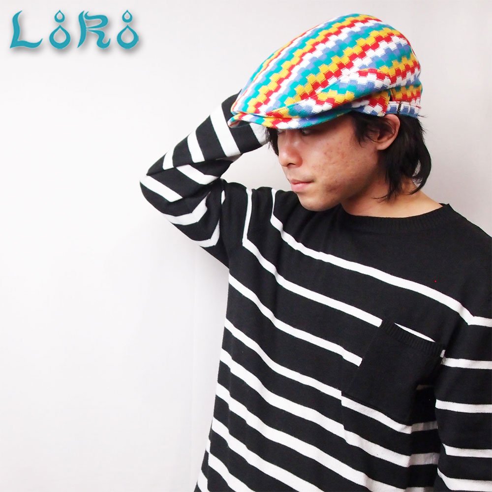 オリジナル帽子のWEB SHOP 「LoRo」｜コットンニットハンチング・モザイク・フリーサイズ