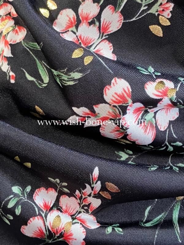 #anc フィフィーユ FIFILLES paris ワンピース 紺 アイボリー 山吹色 カシュクール 総柄 フランス製 タグ付き 美品 レディース  [807124]