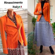 イタリア製リナシメント｜RINASCIMENTO ITALY｜フロントジッパー 2wayエリ ライダースデザイン インポートジャケット/オレンジ