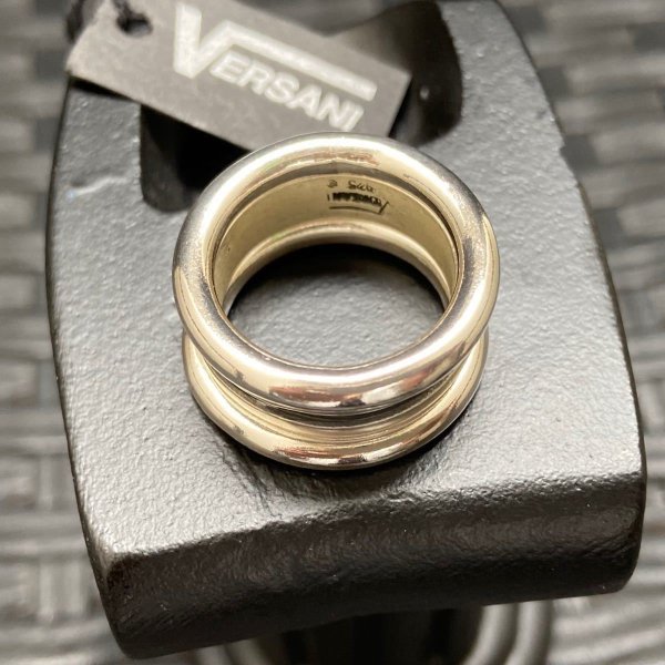 【SALE】三連シルバーリング ベルサーニ【14号】VERSANI NEWYORK ブラックライン メンズリング レディースリング Single Row Oxidized Ringの画像