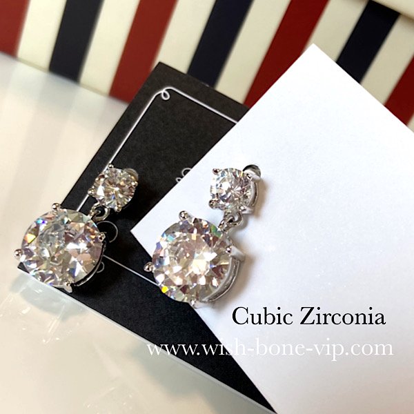【UK/London】Cubic Zirconia 本物の輝き 大粒 ダブルキュービックジルコニア ピアスの画像