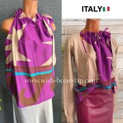 イタリア製インポート | MadeinITALY | スカーフデザイン サイドくくりトップス/パープル
