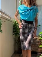SALE【UKロンドン/インポート】ストレッチ・ジャージ ペンシル・タイトスカート/ブラック＆ホワイト千鳥格子(10)(12)<img class='new_mark_img2' src='https://img.shop-pro.jp/img/new/icons23.gif' style='border:none;display:inline;margin:0px;padding:0px;width:auto;' />