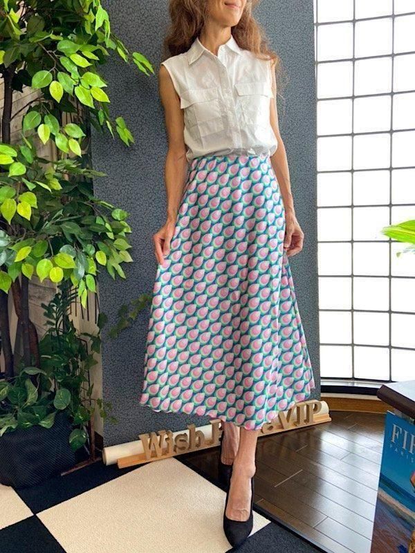 イタリア製インポート_レトロプリント・ロング丈マキシスカート