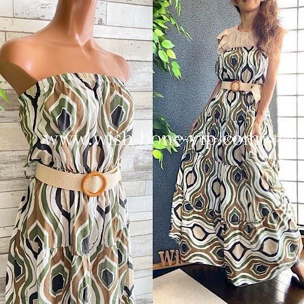 【新品】インポート  イタリア  オシャレ  柄  ワンピース  М  42 イタリアインポート幾何学柄ワンピース | aphrodite
