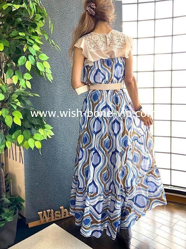 美品 ラボアート イタリア製 マキシワンピース カフタンドレス ネイビー ブルー 美品 ラボアート イタリア製 マキシワンピース カフタンドレス