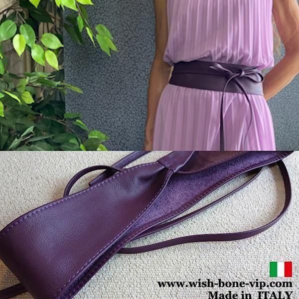 *イタリア製ラップベルト・イタリアンレザー本革ベルト|Made in ITALY ラップ巻きロングベルト/パープル