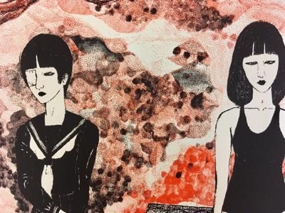 シルクスクリーン版画 42/50 市場大介 美人画 特大アート