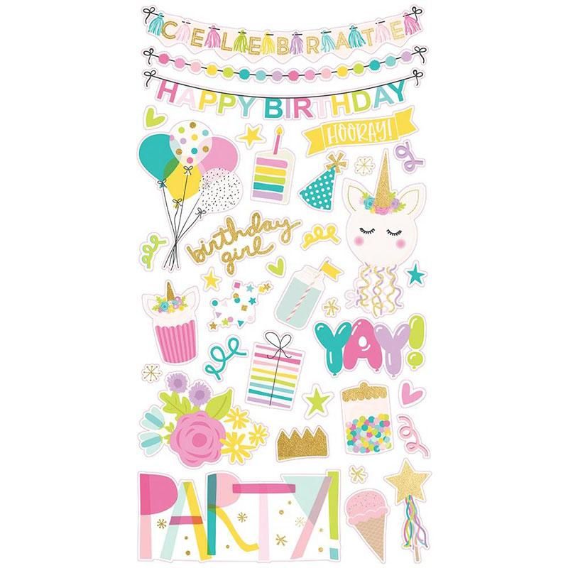 Simple Stories Magical Birthday Chipboard Stickers 6 X12 チップボード スクラップブッキングとペーパークラフト材料のお店 Studio Polka スタジオポルカ