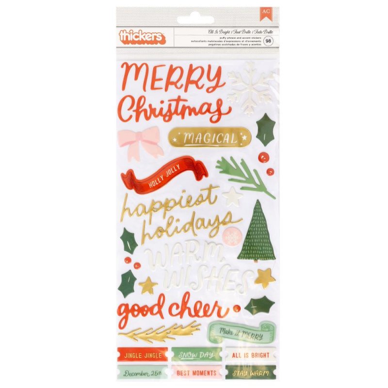 Crate Paper Mittens & Mistletoe Thickers Stickers All Is Bright