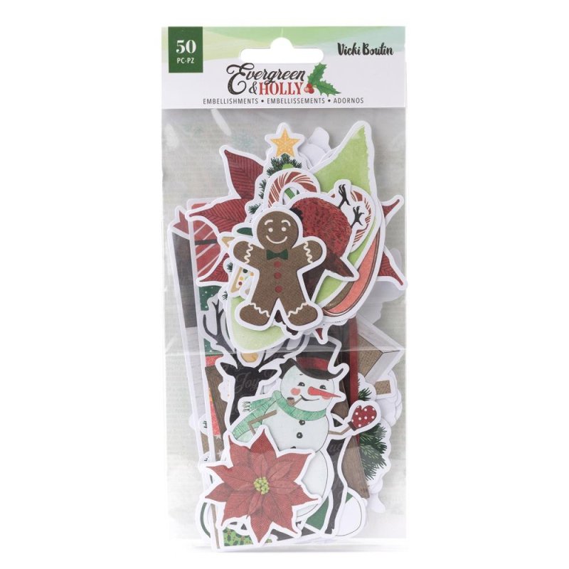 American Crafts　Vicki Boutin Evergreen & Holly Ephemera Cardstock Die-Cuts　 ダイカット - スクラップブッキングとペーパークラフト材料のお店｜studio polka-スタジオポルカ